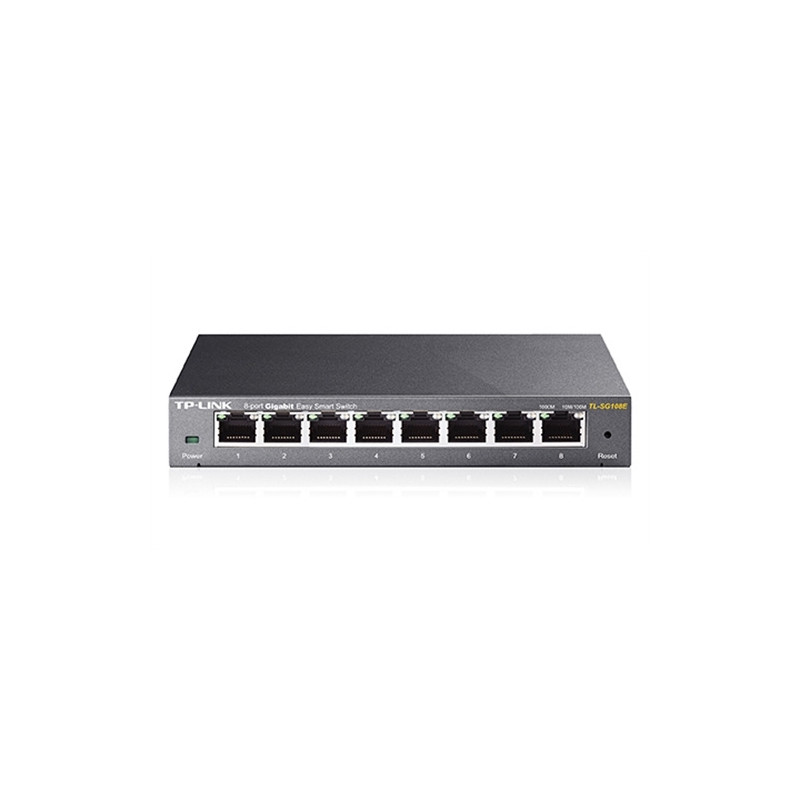 TPLINK TL-SG108E 8-port Metal Gigabit Switch - Conmutador - Gestionable EasySmart - 8 x 10/100/1000 - sobremesa