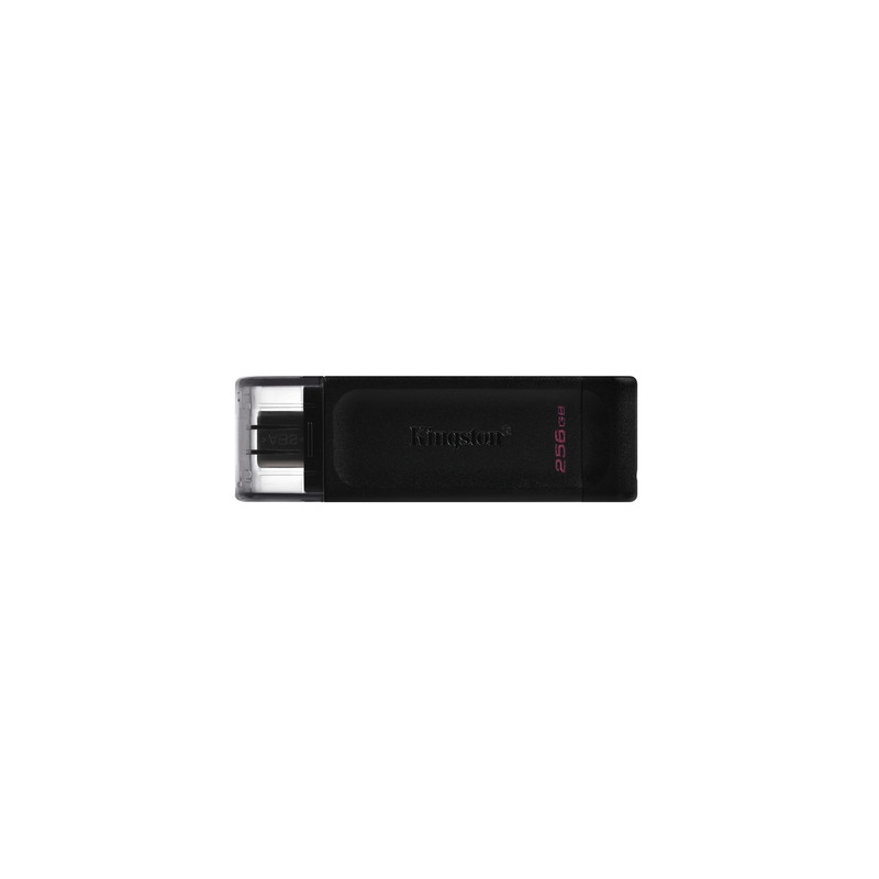 Kingston - DataTraveler 70 Memoria USB 256GB - USB-C 3.2 Gen 1 - Con Tapa - Enganche para Llavero - Color Negro