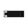 Kingston - DataTraveler 70 Memoria USB 256GB - USB-C 3.2 Gen 1 - Con Tapa - Enganche para Llavero - Color Negro