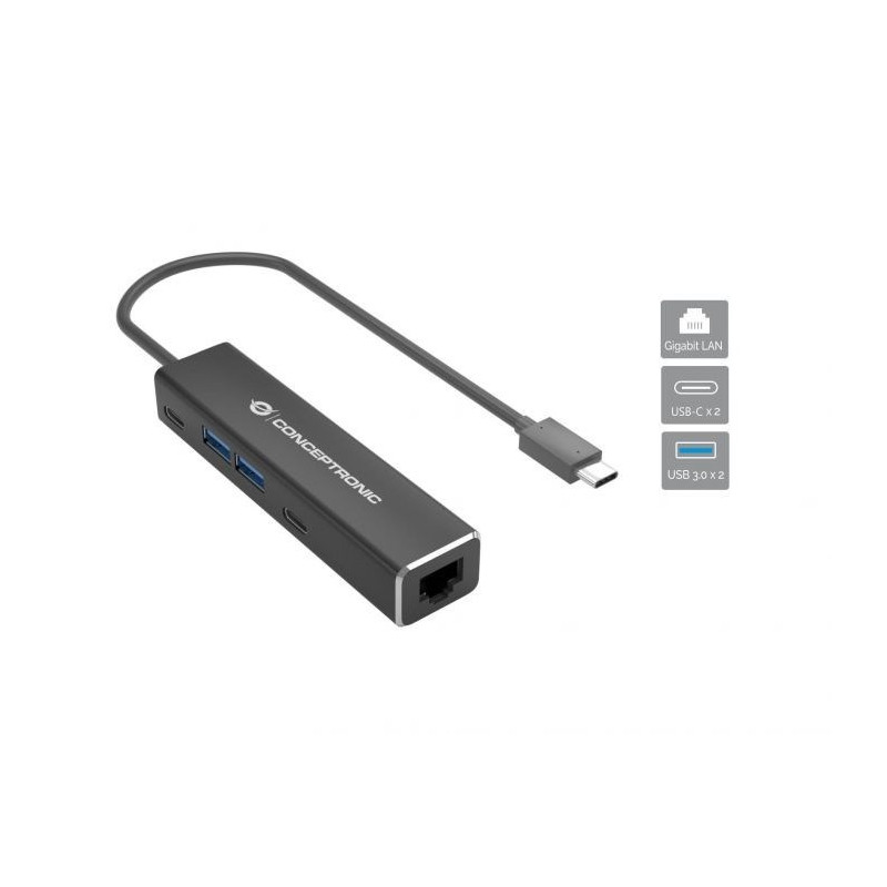 ADAPTADOR CONCEPTRONIC USB-C - ETHERNET 1GB + 4USB