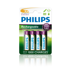 PILAS PHILIPS RECARGABLE R-6 2100MAH PACK 4