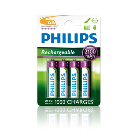 PILAS PHILIPS RECARGABLE R-6 2100MAH PACK 4