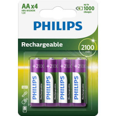 PILAS PHILIPS RECARGABLE R-6 2100MAH PACK 4