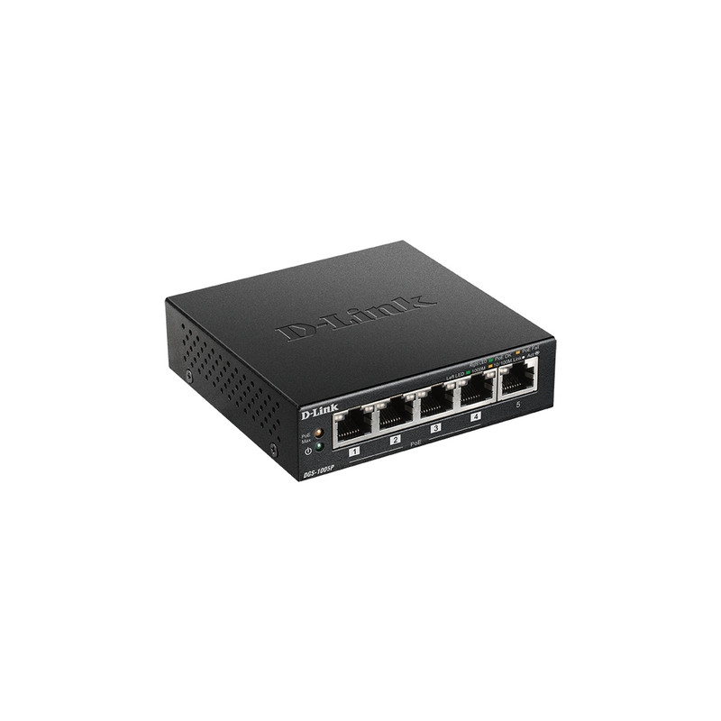 D-Link - Switch DGS-1005P - 5 Puertos RJ45 10/100/1000 BASE-T/(4*GIGABIT POE)