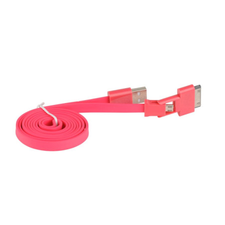 CABLE 3GO USB A MICRO USB Y APPLE 30 PIN PLANO ROJ