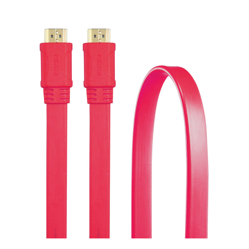 CABLE 3GO HDMI V1.4 PLANO 1.8M 24K ROJO