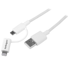 STARTECH CABLE 1M LIGHTNING O MICRO USB BLANCO