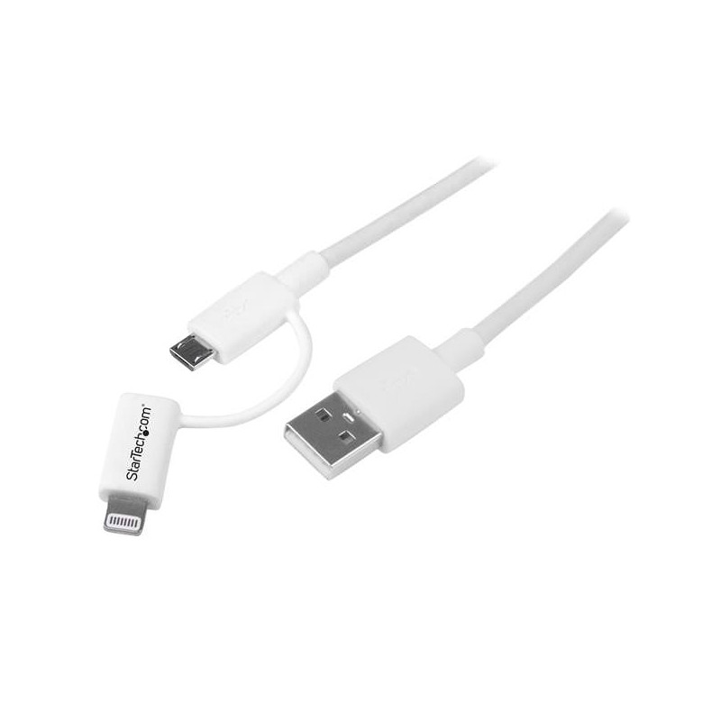 STARTECH CABLE 1M LIGHTNING O MICRO USB BLANCO