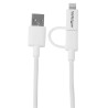 STARTECH CABLE 1M LIGHTNING O MICRO USB BLANCO