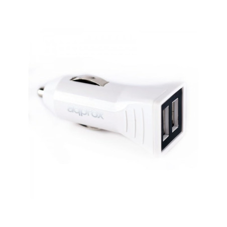 CARGADOR 2XUSB APPROX COCHE BLANCO