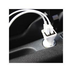 CARGADOR 2XUSB APPROX COCHE BLANCO