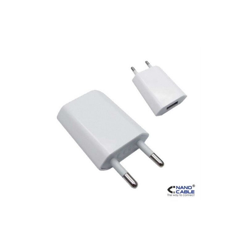 Nanocable - Mini cargador USB PARA IPOD IPHONE,5V-1A - color BLANCO