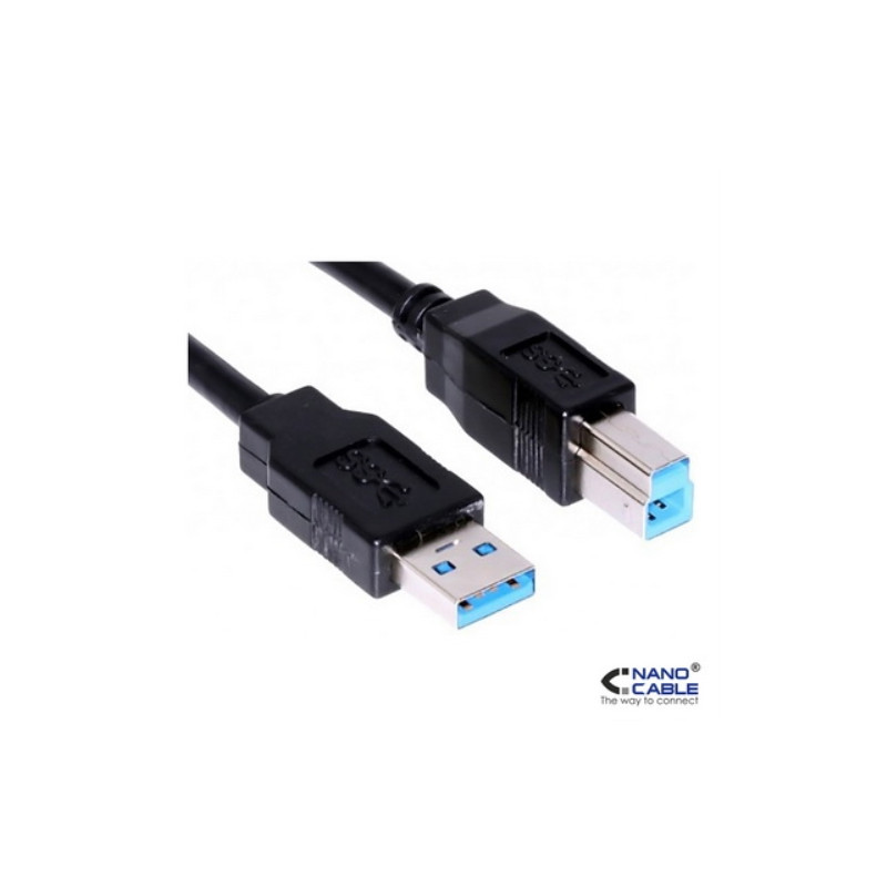 Nanocable - Cable USB 3.0 para impresora de 2m conexión A/M-B/M - color NEGRO