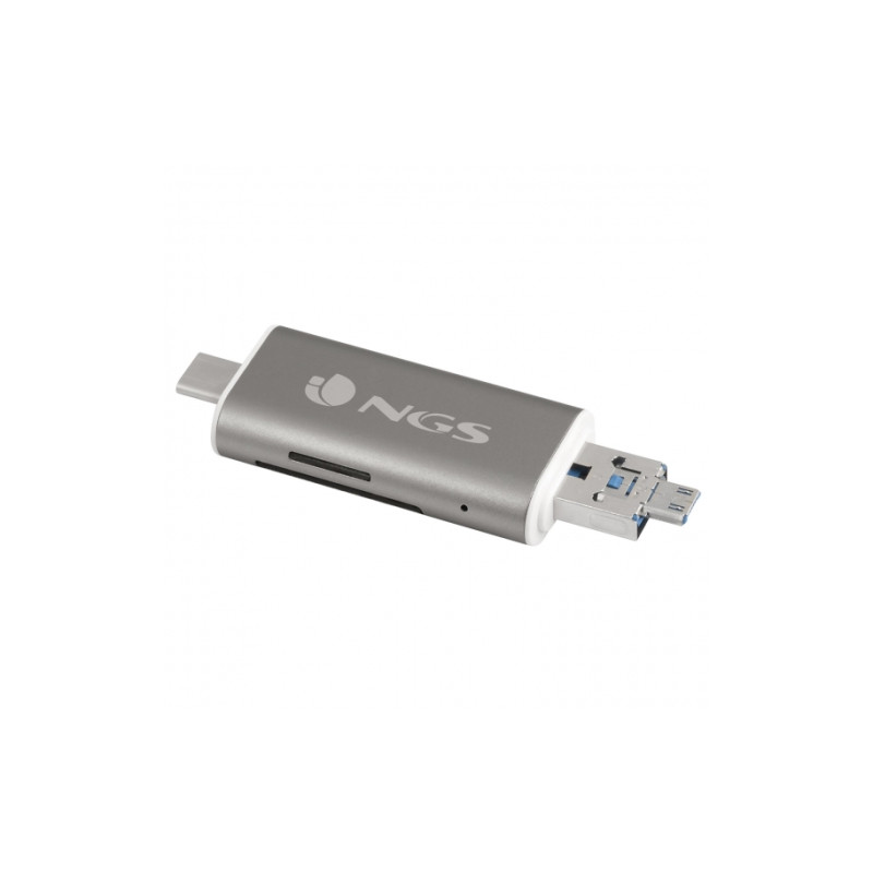 NGS - Lector de tarjetas 5 en 1 con conexion USB 2.0, MicroUSB y Type-C