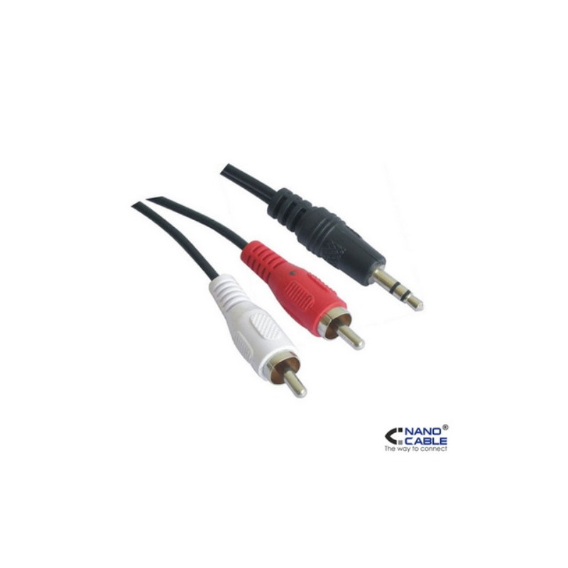 Nanocable - Cable adaptador audio estereo 1.5m - miniJack a RCA - conexión 3.5/M a 2xRCA/M