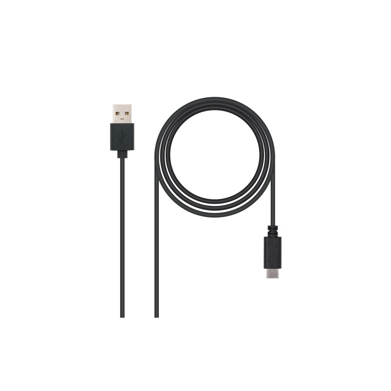 Nanocable - Cable USB 2.0 3A - Tipo USB-C/M-A/M - Negro - 0.5 M