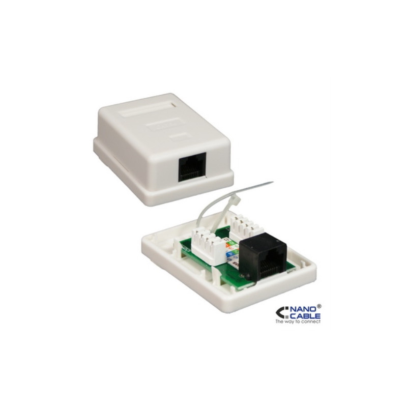 Nanocable - Roseta de superficie RJ45 CAT.5E UTP 1 toma - color BLANCO