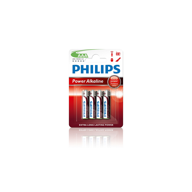 PILAS PHILIPS ALCALINA POWER AAA 1.5V PACK 4U