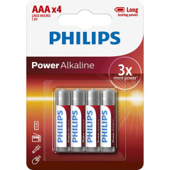 PILAS PHILIPS ALCALINA POWER AAA 1.5V PACK 4U