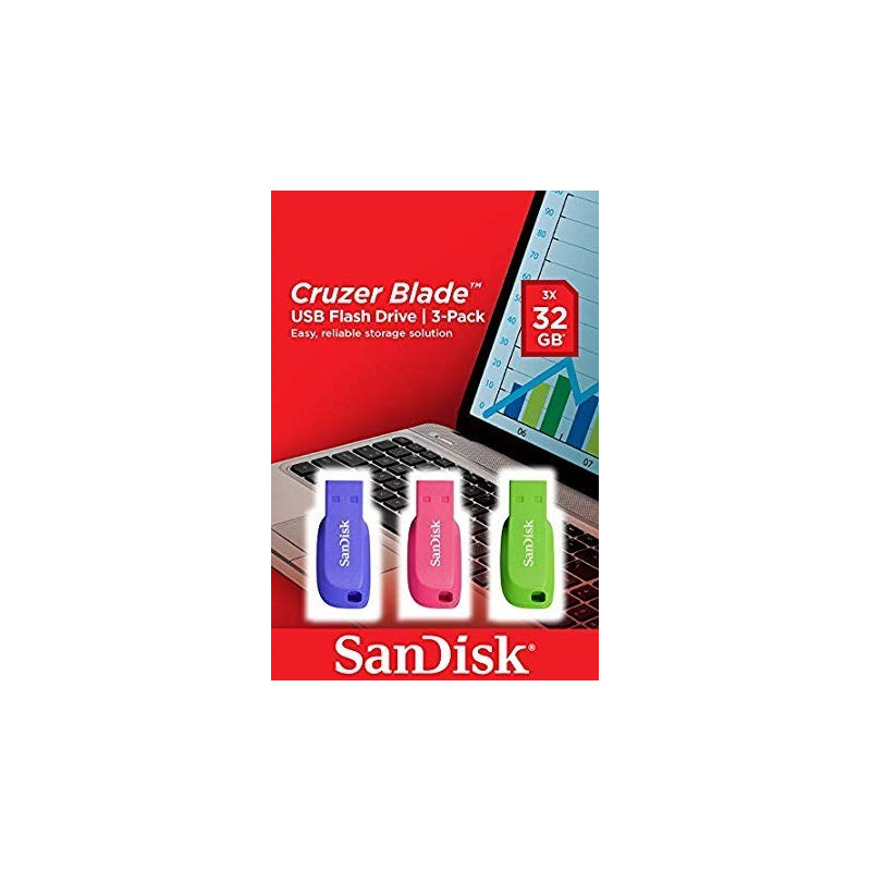 PEN DRIVE 32GB SANDISK CRUZER BLADE PACK 3