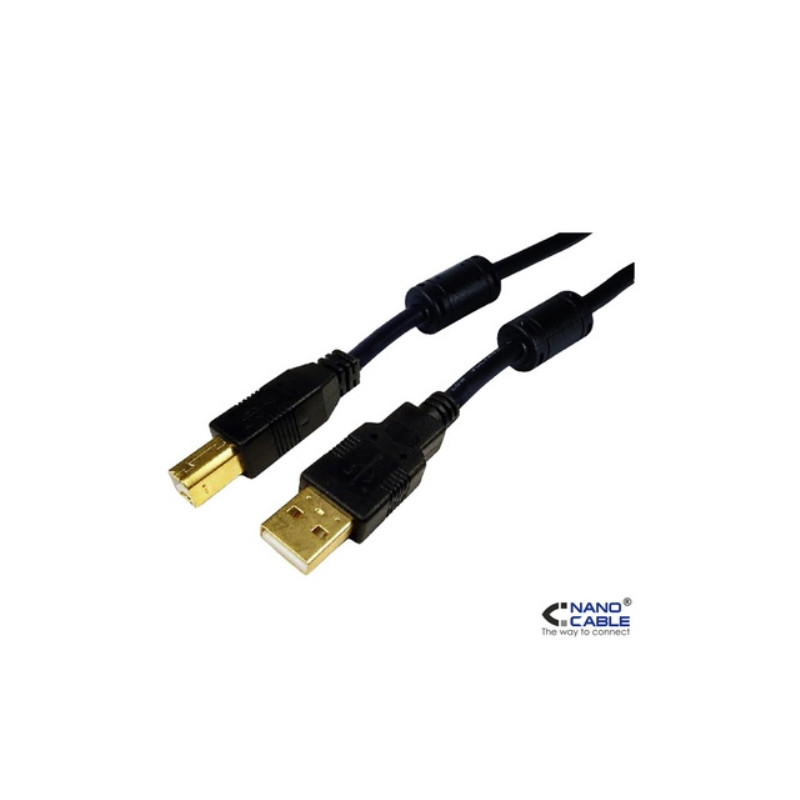 Nanocable - Cable USB 2.0 Impresora con ferrita A/M-B/M negro 5m