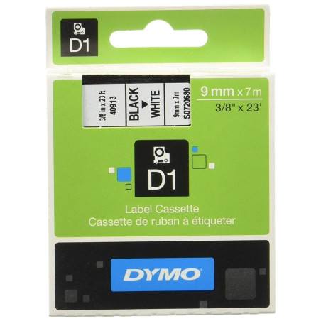 CINTA DYMO TT D1 40913 BLANCO-NEGRO 9MMX7M POLIEST