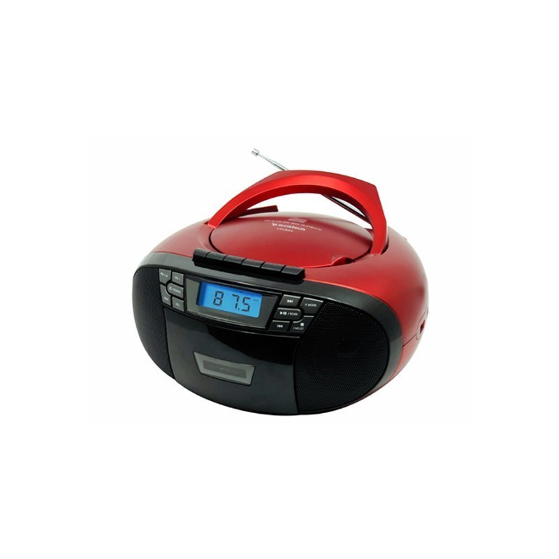 RADIO CD - CASETTE - MP3 SUNSTECH PORTATIL ROJO