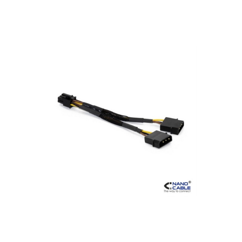 Nanocable - Cable alimentación tarjeta gráfica de 20cm conexión 2X5.25"/M-PCI-E(MOLEX 6+2PIN)/M