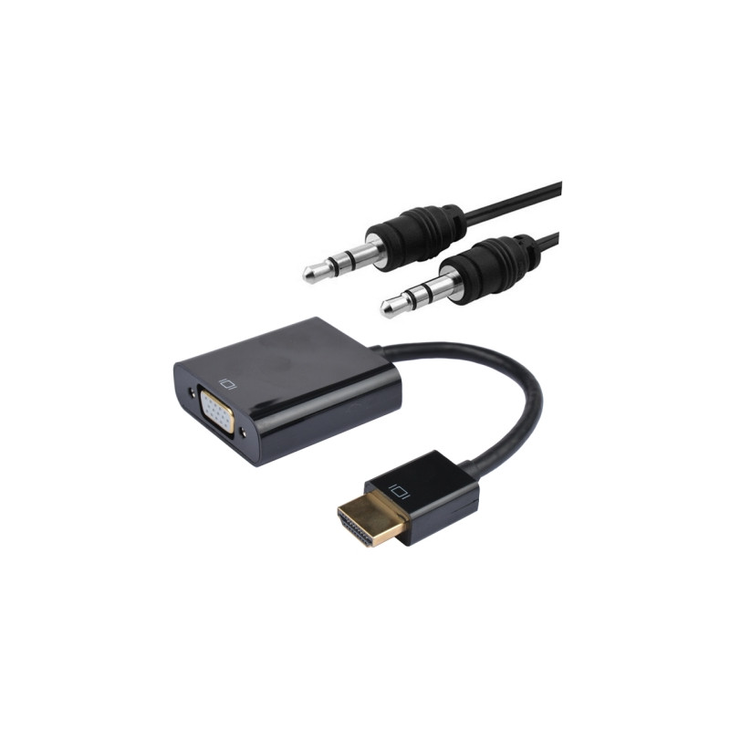 Nanocable - Adaptador HDMI a VGA - conexión HDMI/M a VGA/H + MiniJack 3,5mm - Alta calidad de imagen