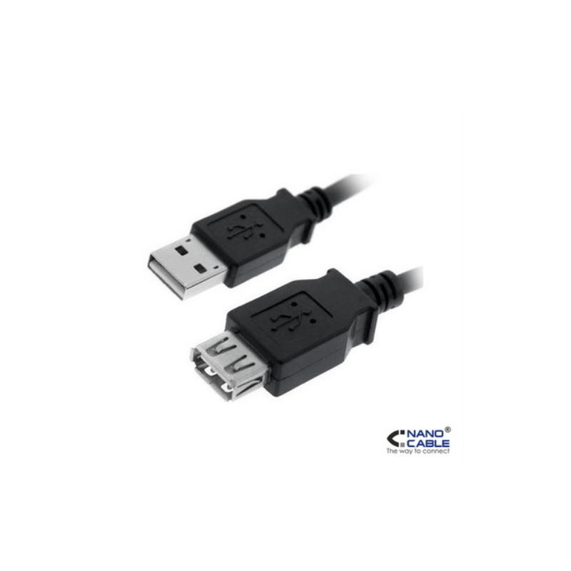 Nanocable - Cable alargador USB 2.0 de 3,0m conexión A/M-B/H negro