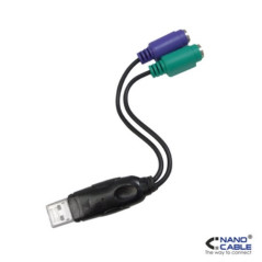 Nanocable - Conversor de USB a PS2 - 2x PS2 hembra - 1x USB A macho - 15 cm