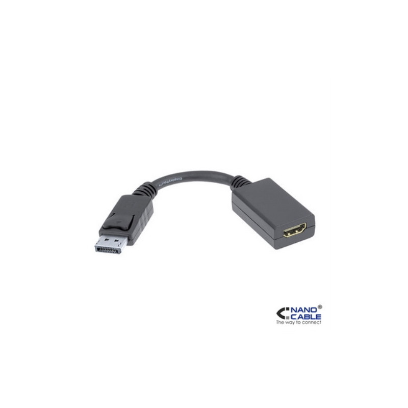 Nanocable - Adaptador Displayport a HDMI DP/M-HDMI/H 15cm negro