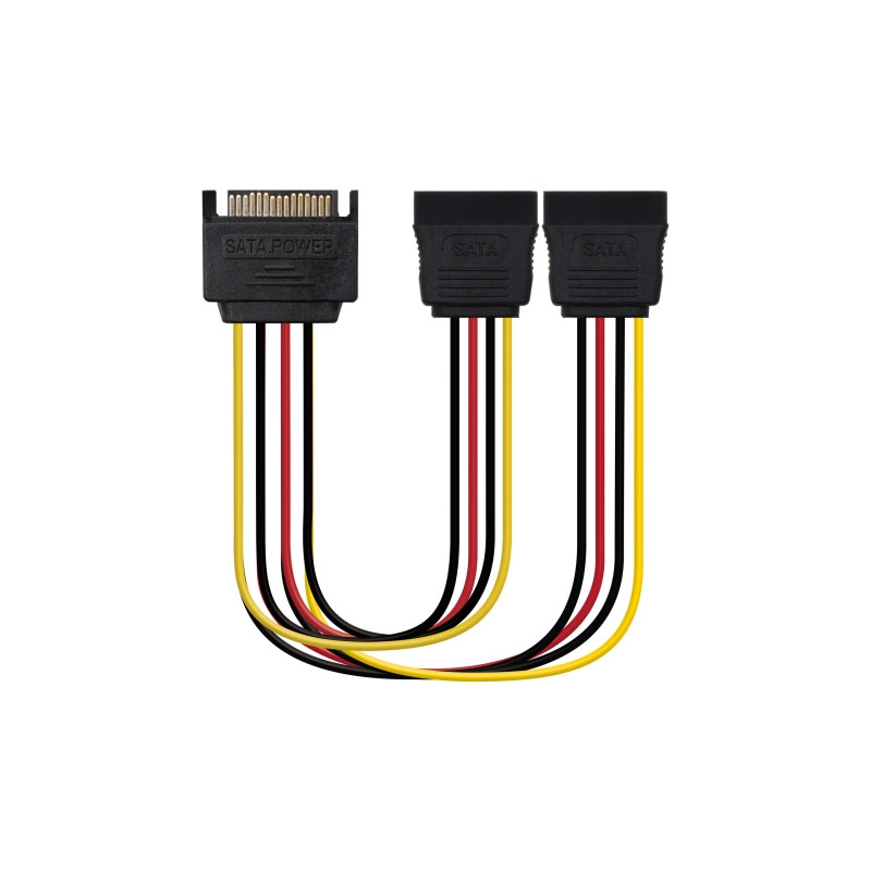 Nanocable - Cable SATA Alimentación SATA/M a 2xSATA/H - 20cm