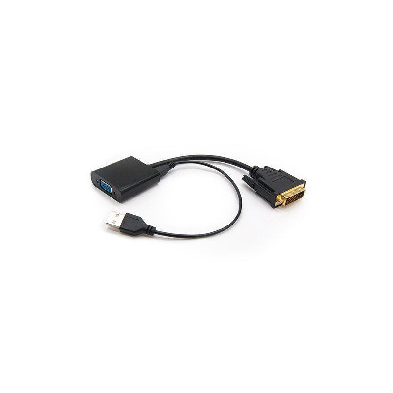 Nanocable - Conversor DVI-D 24+1 a VGA HDB15/H - Negro - 10cm - Alimentación por USB