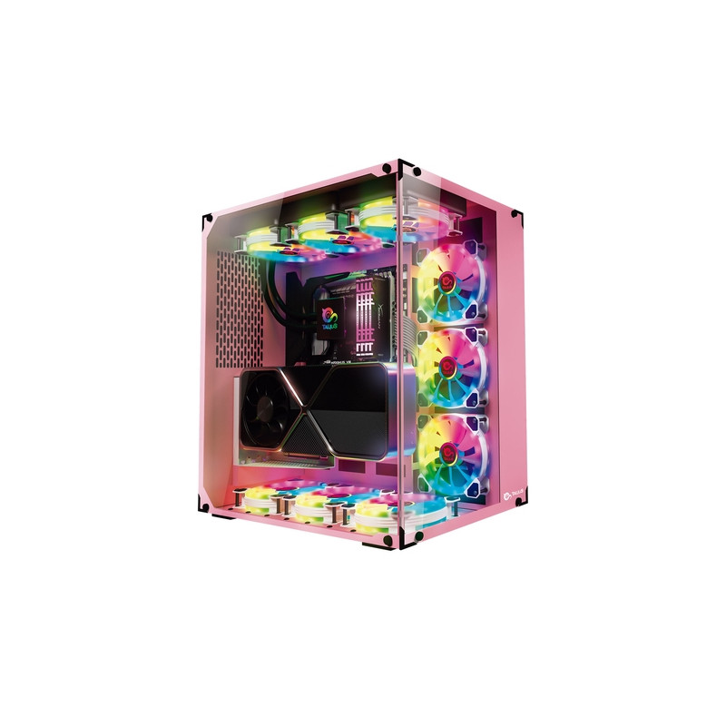 Talius Cronos - ATX - Black RGB Cristal Templado USB 3.0 - Rosa