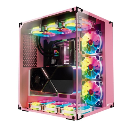 Talius Cronos - ATX - Black RGB Cristal Templado USB 3.0 - Rosa