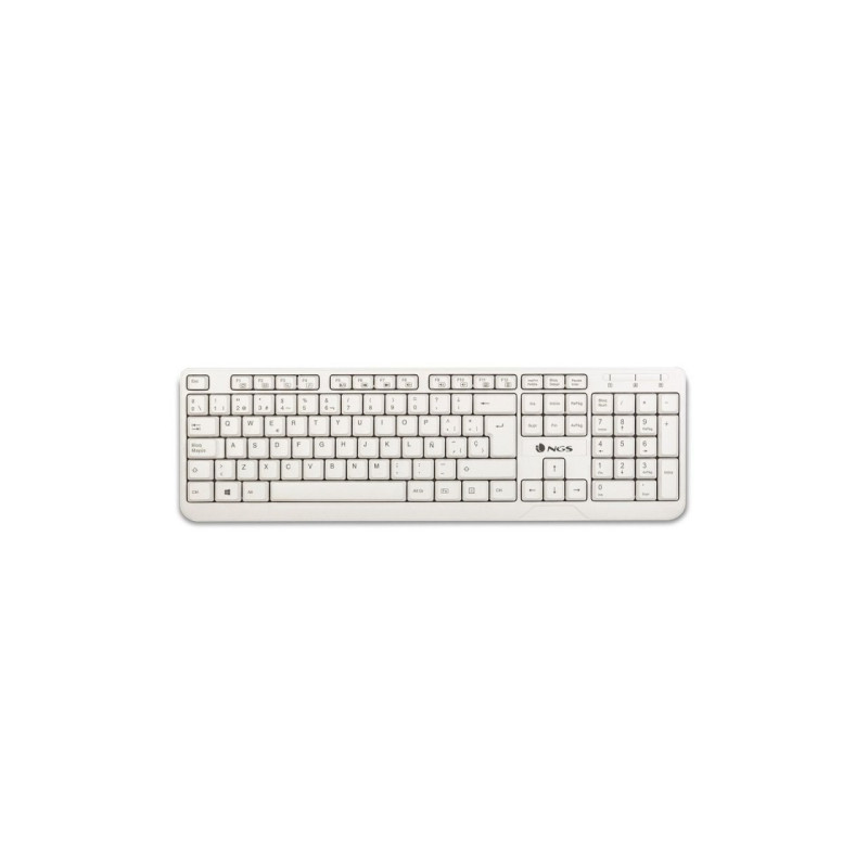 NGS - Teclado Spike - 105 Teclas - Multimedia - Membrana - Color Blanco