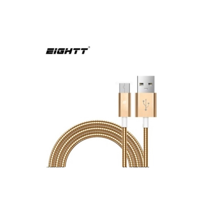 Eightt - Cable USB a MicroUSB 1.0M - Trenzado de Nylon - Color Oro