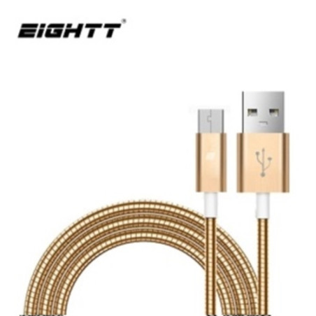 Eightt - Cable USB a MicroUSB 1.0M - Trenzado de Nylon - Color Oro