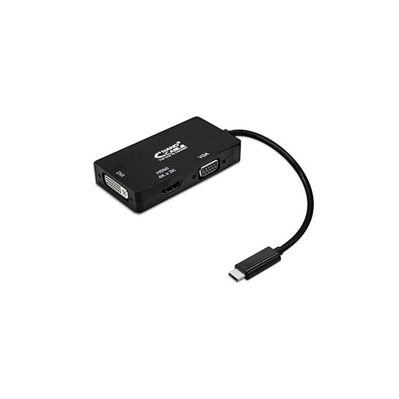 Nanocable - Conversor USB-C/M a VGA-H/DVI-H/HDMI-H 2K - Negro - 10cm