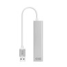 Conversor USB 3.0 a Ethernet Gigabit RJ45 + 3xUSB 3.0 - Plata - 15 cm