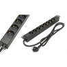 Phasak - Regleta Rack 19" 1U 8 tomas 16A 3500W 250V negra 1,5m