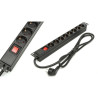 Phasak - Regleta Rack BNS 1518 19" 1U - 8 Tomas Schuko - Interruptor ON/OFF - Cable 1,5 m - 16A - Negra