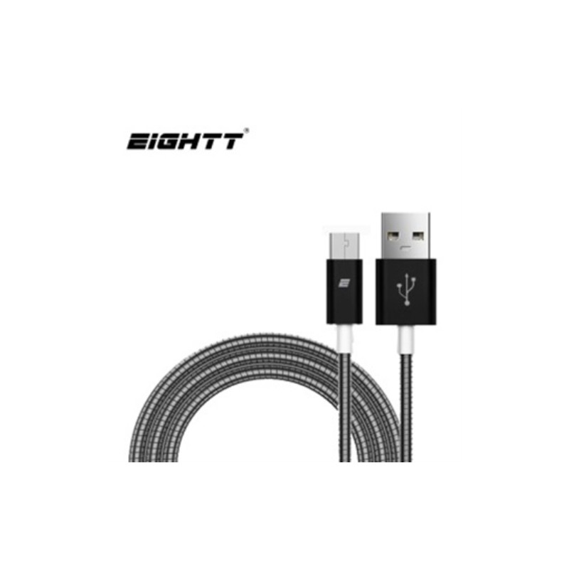 Eightt - Cable USB a MicroUSB 1.0M - Trenzado de Nylon - Color Negro