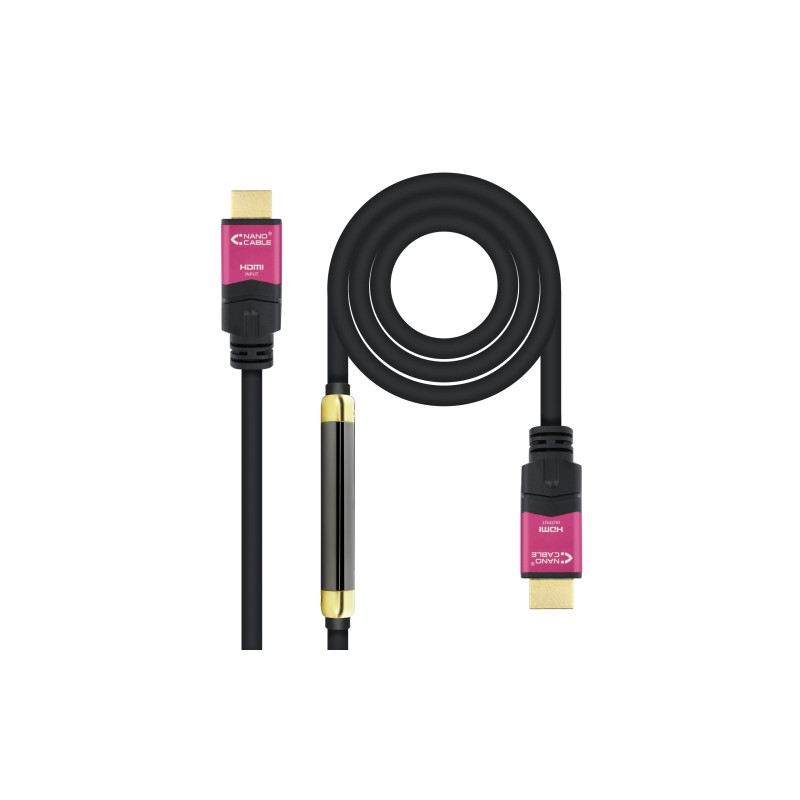 Nanocable - Cable HDMI V2.0 4K@60Hz 18 Gbps con repetidor A/M-A/M - Negro - 25m