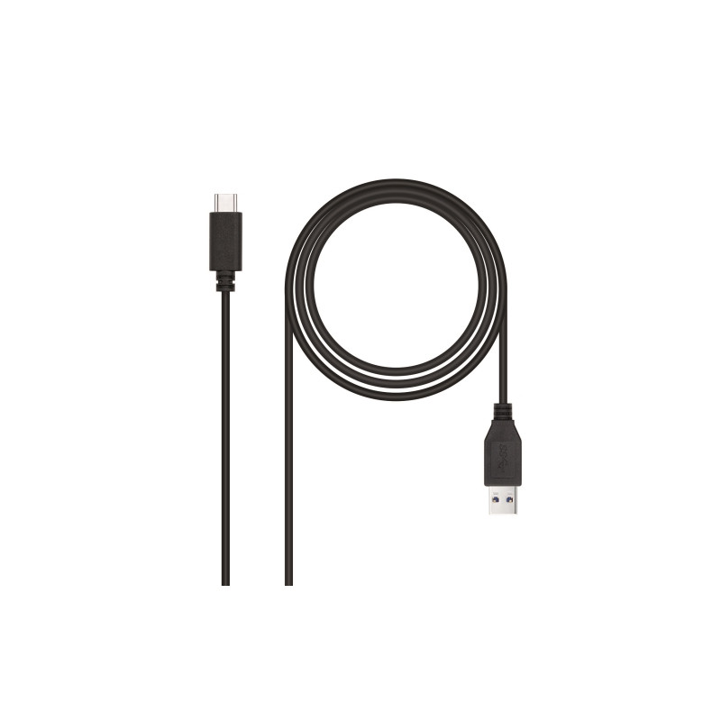 Nanocable - Cable USB 3.1 Gen2 10Gbps 3A - Tipo USB-C/M-A/M - Negro - 0.5 m