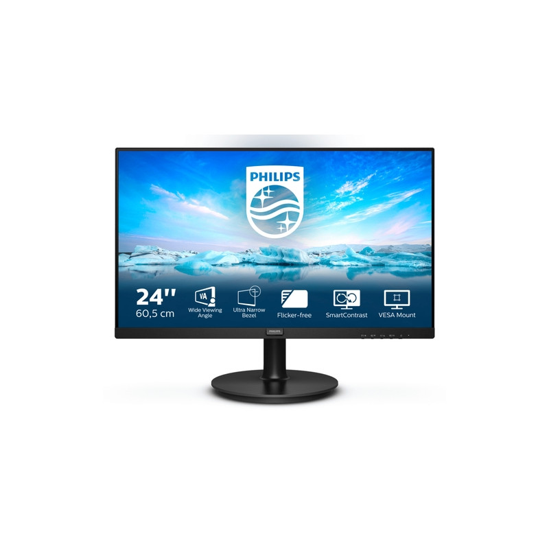 Philips - Monitor LED V Line 241V8LA/00 - 23.8" 1920x1080 FHD - 4 ms - HDMI, VGA - Negro