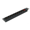 Phasak - Regleta de 8 tomas para rack 1U 16A negra 2m - Interruptor