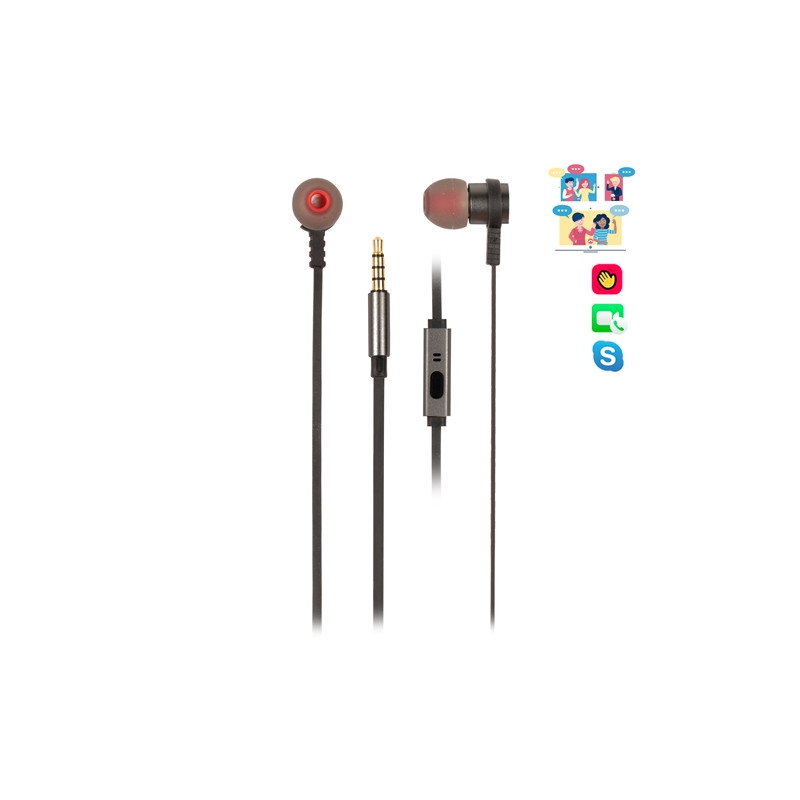 NGS - Auriculares metálicos - Cable plano 1.2m - Control de volumen - Tecnología Voice Assistant - 3.5mm