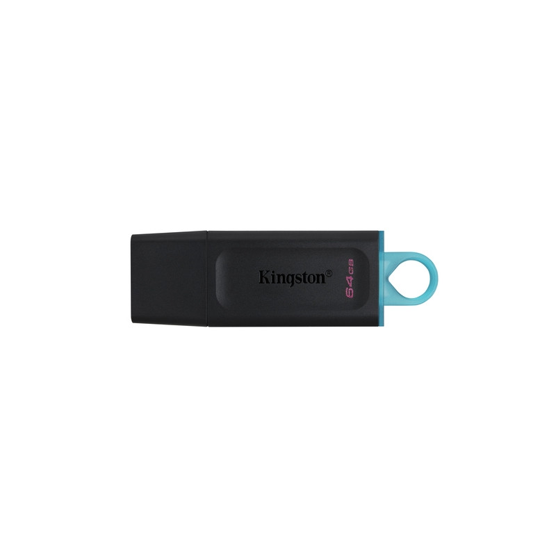 Kingston - Exodia Memoria USB 64GB - USB 3.2 Gen 1 - Con Tapa - Enganche para Llavero - Color Negro